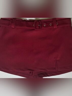 Princess Polly NWT Cherry Red Belted Skort Mini Skirt Shorts US 4